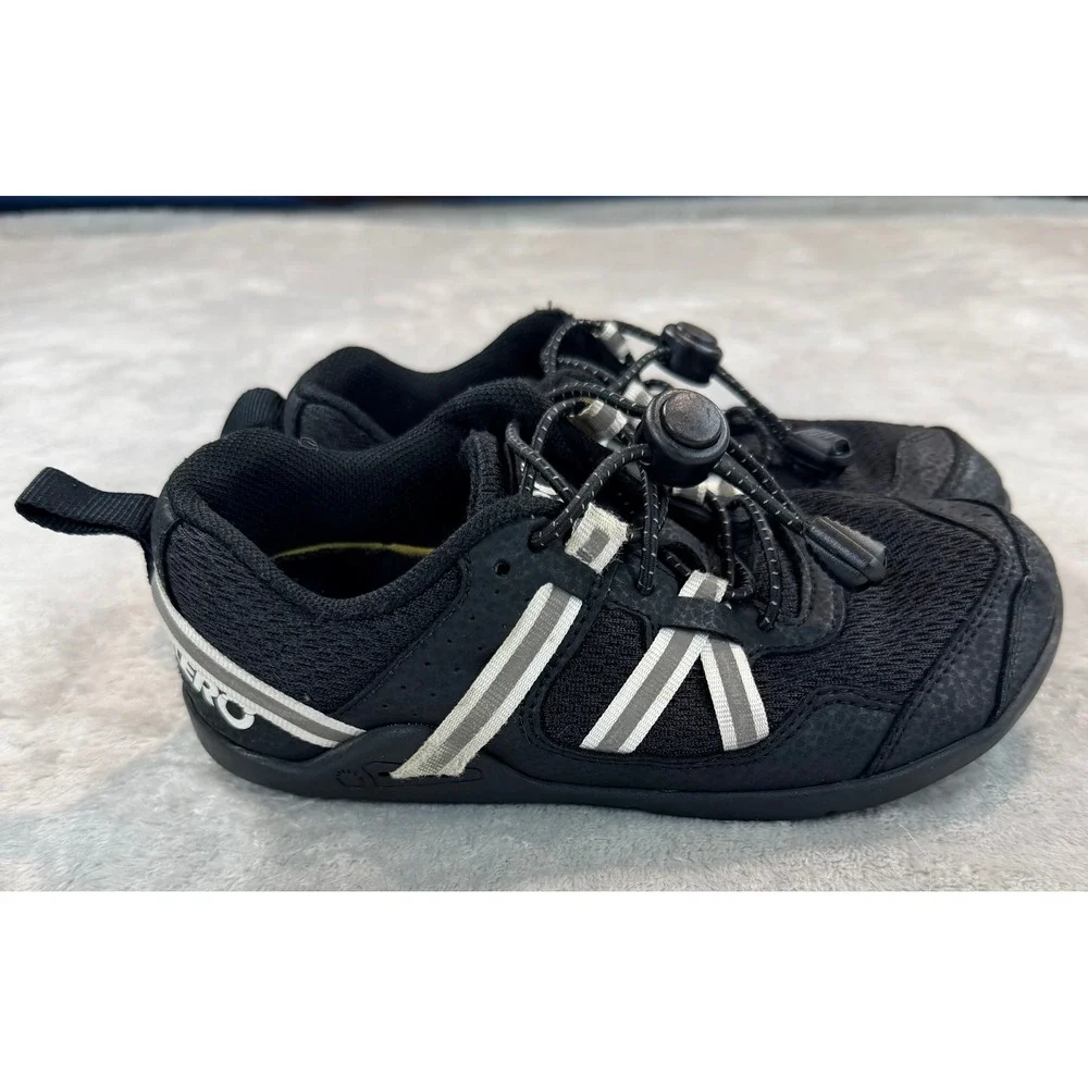 Xero Kids Prio Barefoot Wide Toe Box Running Athletic Shoes Black White Size 13